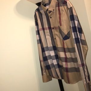 Burberry check stretch shirt (camel)